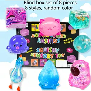 8-Piece Set Blind Box Malt Sugar Stress Relief Fidget Toys, Sensory Bundle, Creative Slow-Return Soft Squishy, Party Gift, 8 Different Styles