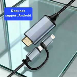Not for Android Phones or Laptops – 2-in-1 Lightning & Type C to HDMI Cable [6FT], HDMI Cable for iPhone, Dual Interface for All iPhones (16/15/14/13/Pro/Max) & iPad Pro/Air, 1080P HD, Sync Video and Sound