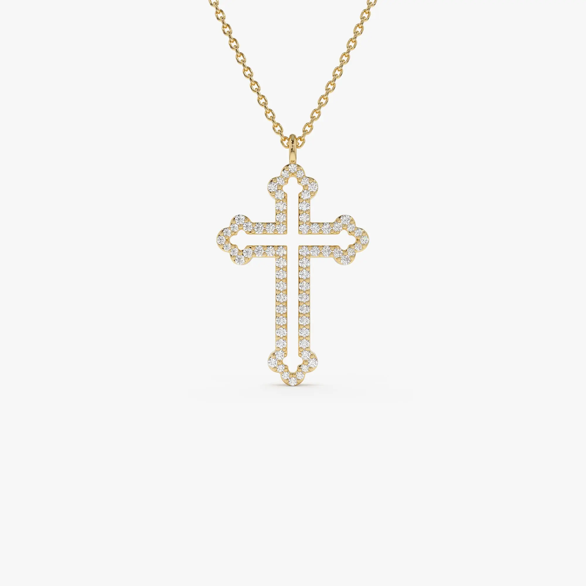 14k Gold Pavé Diamond Cross Pendant Necklace