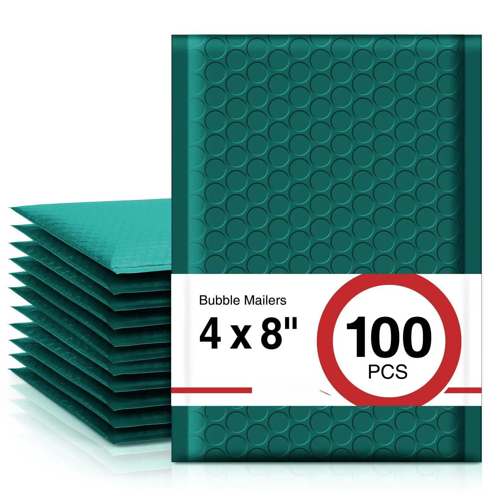 Bubble Mailers 4x8" 100 Pack Mailer Usable Size 4x7" Forest Green Padded Envelopes Waterproof Shipping For Small Business Mailing
