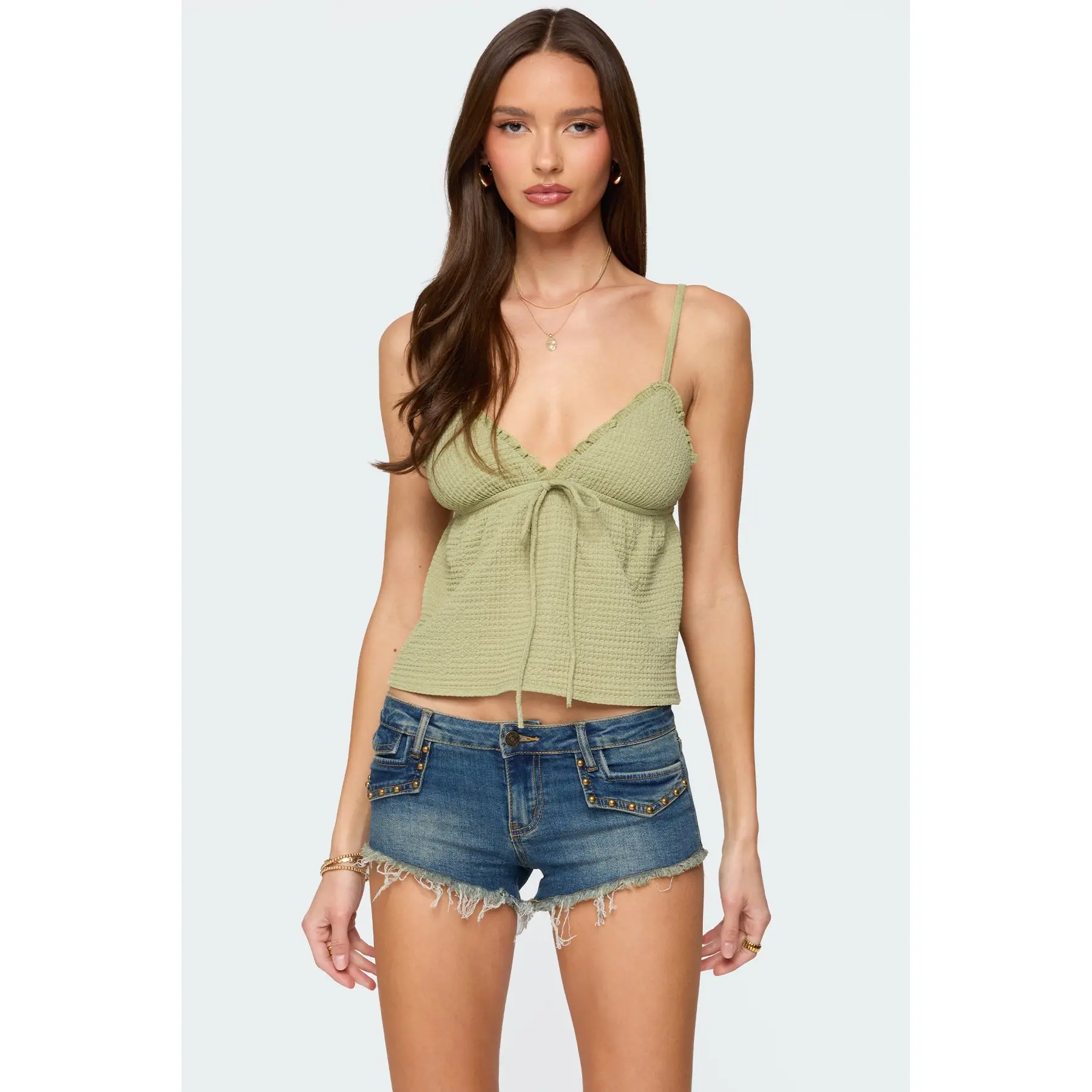 Brianne Textured Babydoll Tank Top