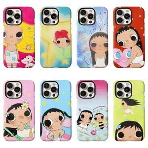 Cute big-eyed girl Yuy painted phone case, compatible with iPhone 17/16/15/14/13/12/11 Pro Max/Plus and Samsung Galaxy S23FE/22/23/24/25. Perfect gift for Christmas, Halloween, birthdays, and Valentine's Day.