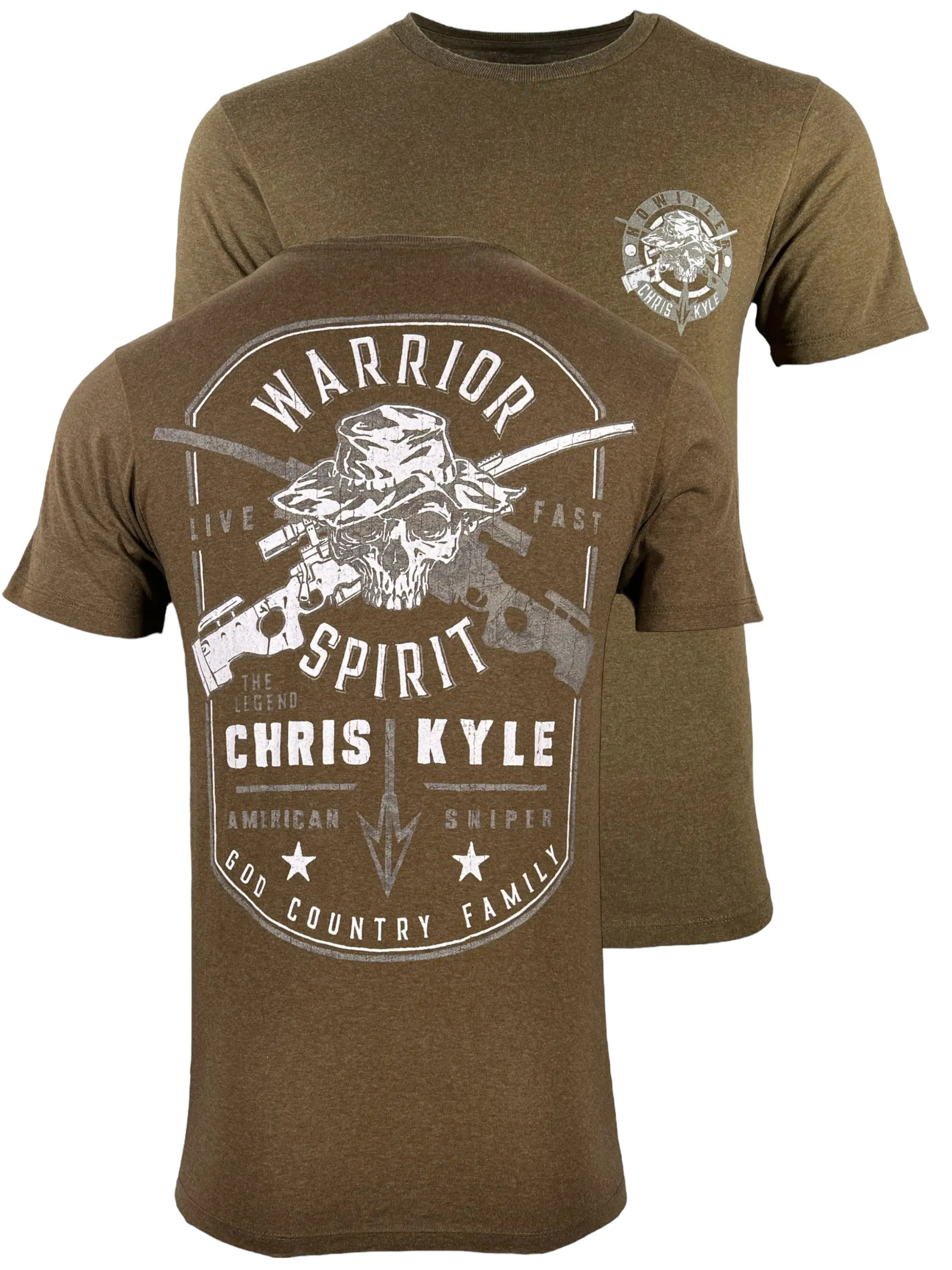 Howitzer Men's Chris Kyle Sniper Legend Crew Neck Short-Sleeve Military Graphic T-Shirt - Soft Cotton Blend, 100% Colors, All Seasons Wear for Veterans, Charity Support Menswear Top