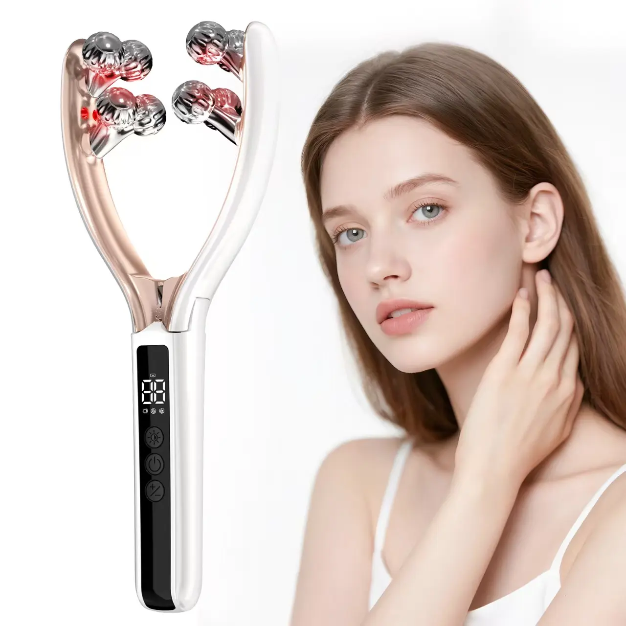 Doge&Vollar Facial Massager Face and Neck|Shaper & Slimmer for Women|Puffiness Reduction & Improved Circulation|Lymphatic Contour Face Brush Face Roller Lymphatic Drainage|Rechargeable for Home & Travel Use