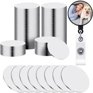 50 count 1 Inch Sublimation Badge Reel Blanks Round Sublimation  Sheets Blanks  Board Heat Transfer Stickers for Collapsible Phone Holders Custom Personalized Photo