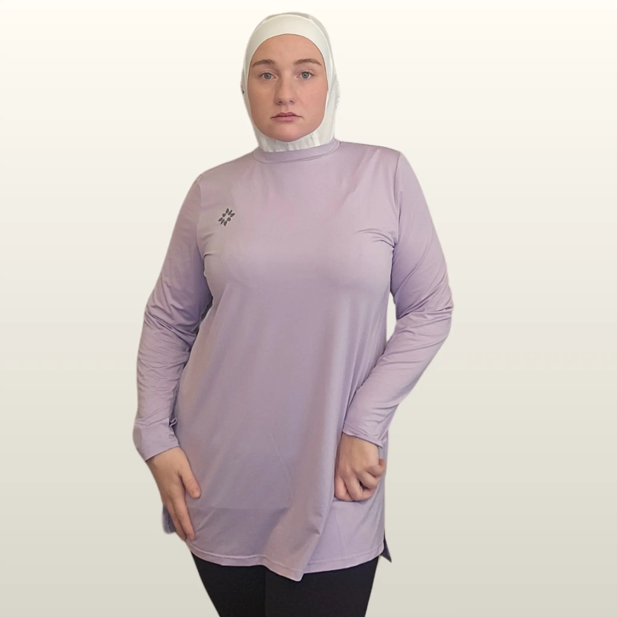 Female Modest Gym Clothing - Lavender All-Around Athlete Top, Breathable and Lightweight, for Casual Run