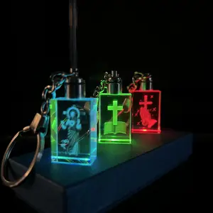 3D Jesus Crystal Keychain with Light ️ Christian Faith Gift for Men & Women | Perfect Easter Gift, Religious Gift Idea, Car Hanging Cross Decoration