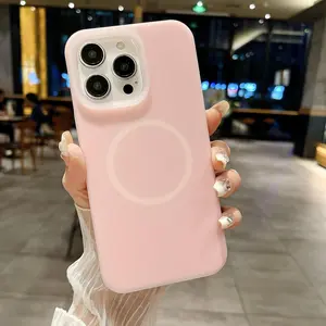 Magnetic Large Hole Phone Case, Anti-Drop Silicone Jelly Color, Full Coverage, Magnetic Charging, Car Mount Compatible With iPhone 11/12/13/14/15/16 Pro/Plus/Pro Max