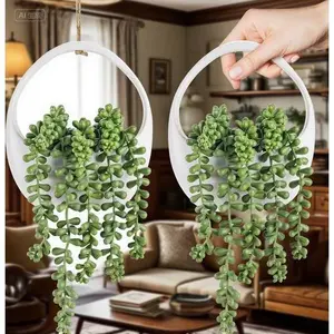 2 Packs Artificial Hanging Plants with Strings for Wall Decor, Fake Succulents Indoor Outdoor, Boho Home Decoration, No Maintenance Required, Reusable Greenery for Aesthetic Spaces Decorative Fruit Ornaments Black day gift seasonal celebration