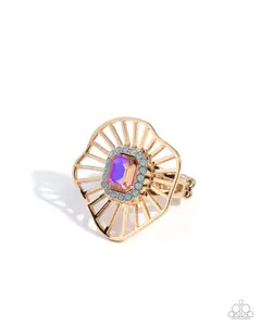 Growing Glam - Orange UV Gem Gold Ring - Paparazzi