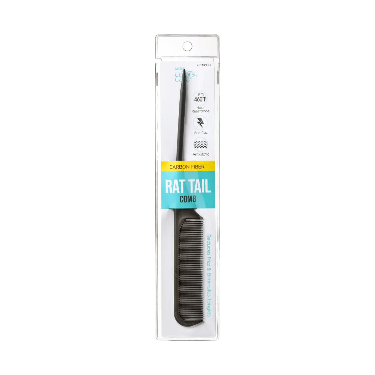 Kiss Colors & Care Professional Carbon Fiber Rat Tail Comb | Parting Comb