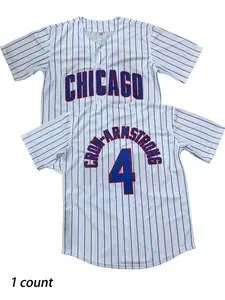 Men's 4 Baseball Jersey, Casual Sporty Design Breathable Quick Drying V Neck Baseball Top, Baseball Shirt, Loose Sportswear for Daily Wear