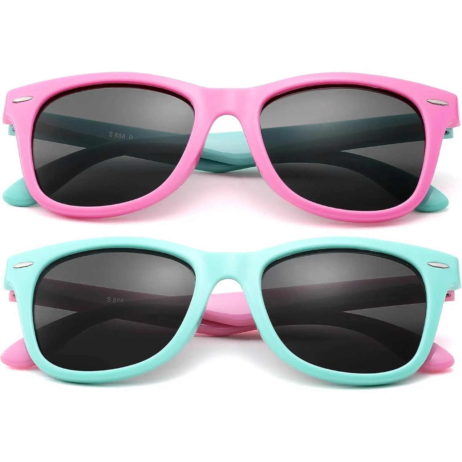 ST-01 Kids Sunglasses Age 4-12, Girls Boys Polarized TPEE Rubber Flexible Shades Glasses for Big Kids