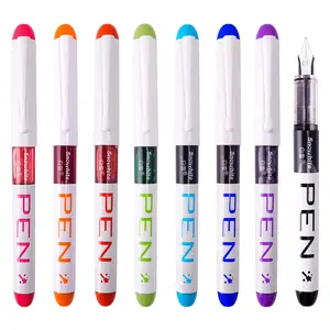 8 Color Quick Drying Fine Point Plastic Fountain Pen Set, Click-Off Cap, Large Capacity Liquid Ink, Ef Nib, Back to School Office Study Supplies
