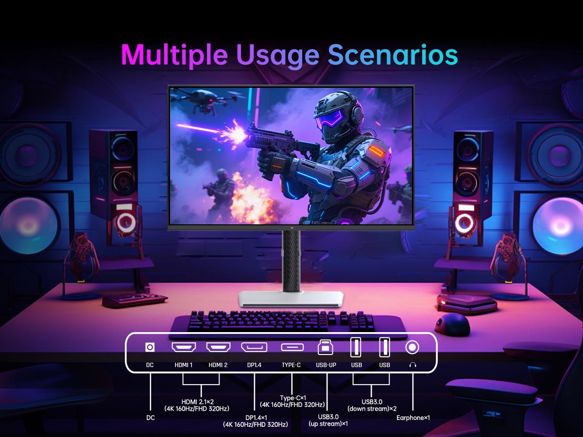 KTC 27" 4K Gaming Monitor, Dual Mode 4K UHD 160Hz & FHD 320Hz, LOGO RGB Light, Fast IPS, HDR400, Adaptive Sync, 90W Type-C, HDMI 2.1 & DP 1.4, Height Adjustment PC Monitor, VESA, KVM Support, H27P6