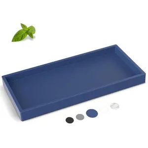 Silicone Bathroom Tray,Thickened Silicone Tray for Bathroom Counter,Shatterproof Durable Rectangle Vanity Tray Bathroom Tray for Counter Soap Dispenser Tray-Large 10.6 * 5.1 in