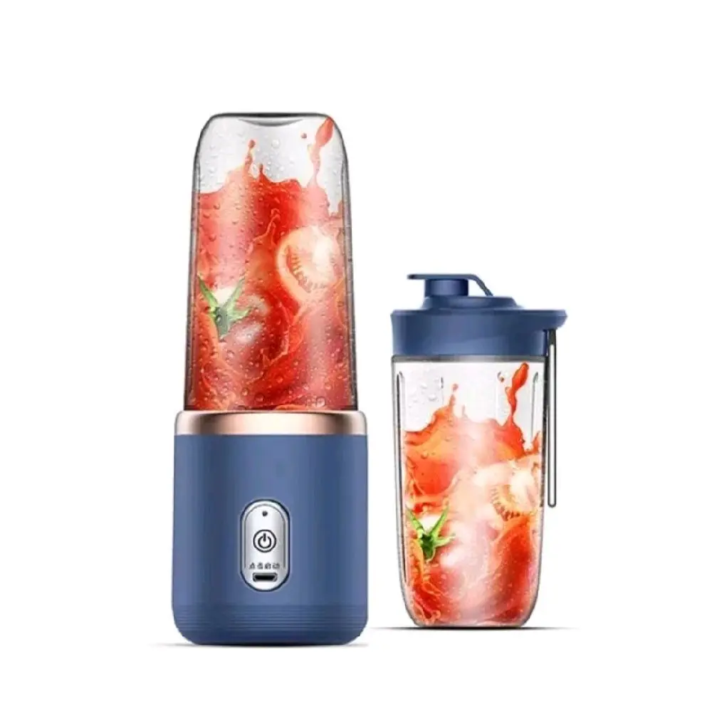 Portable Blender Mini Electric Juicer USB Rechargeable Juice Smoothie Mixing Cup with Blue Handle