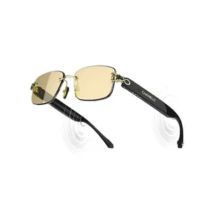 Aura Audio Energy Smart Sunglasses (Black) – Color-Changing Lenses + Bluetooth Audio, Warm Tone Focus