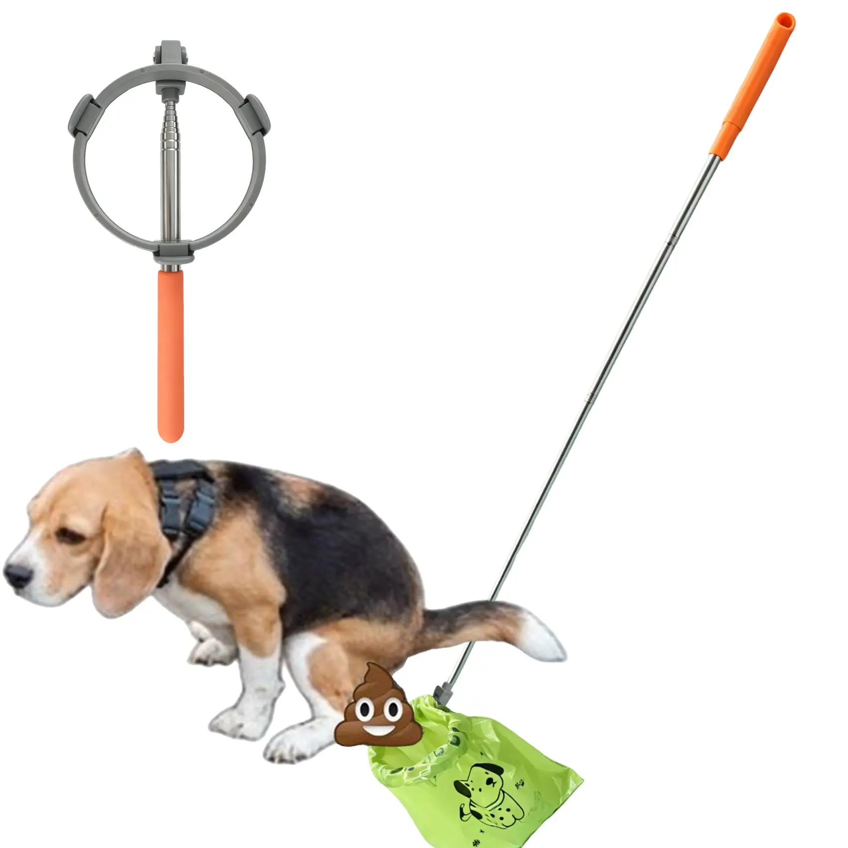 Portable Dog Poop Scooper, dog feces collector, extendable and portable, suitable for small and medium-sized dogs, Stretchable litter scooper