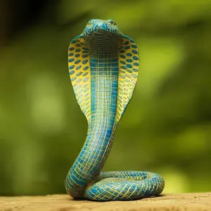 Hand-Painted Snake Statue Resin Animal Sculpture, Decorative Python Stand Figurine, Home Collection, Indoor Desktop Ornament Gift