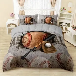 3-Piece Fashion Baseball Rugby Sports Letter Number Print Bedding Set, Duvet Set, Stylish Sporty Design, Perfect for Athletes & Fans
