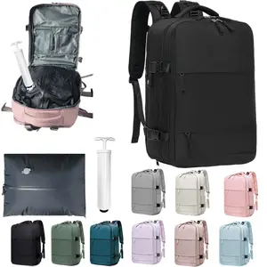 Multifunction Travel Backpack with Detachable Compression Liner & Manual Vacuum Pump for Men & Women, 180° Open Waterproof Oxford Laptop with USB Port, Wet Dry Separation & Shoe Compartment for Daily Commute & Flight hunting bag electric fashionable