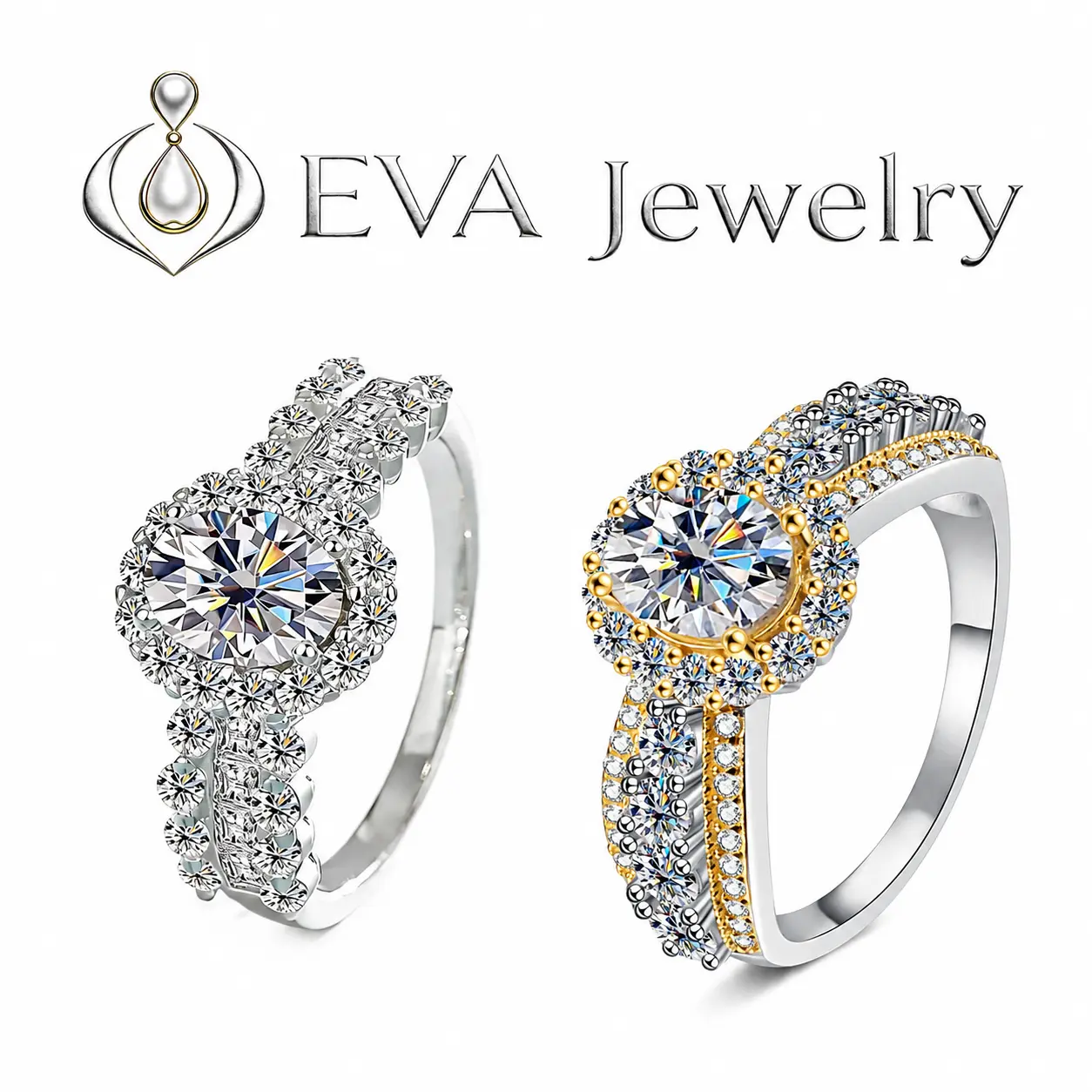 [EVA Jewelry] Oval Cut 1.5CT 925 Sterling Silver Synethic Moissanite Ring