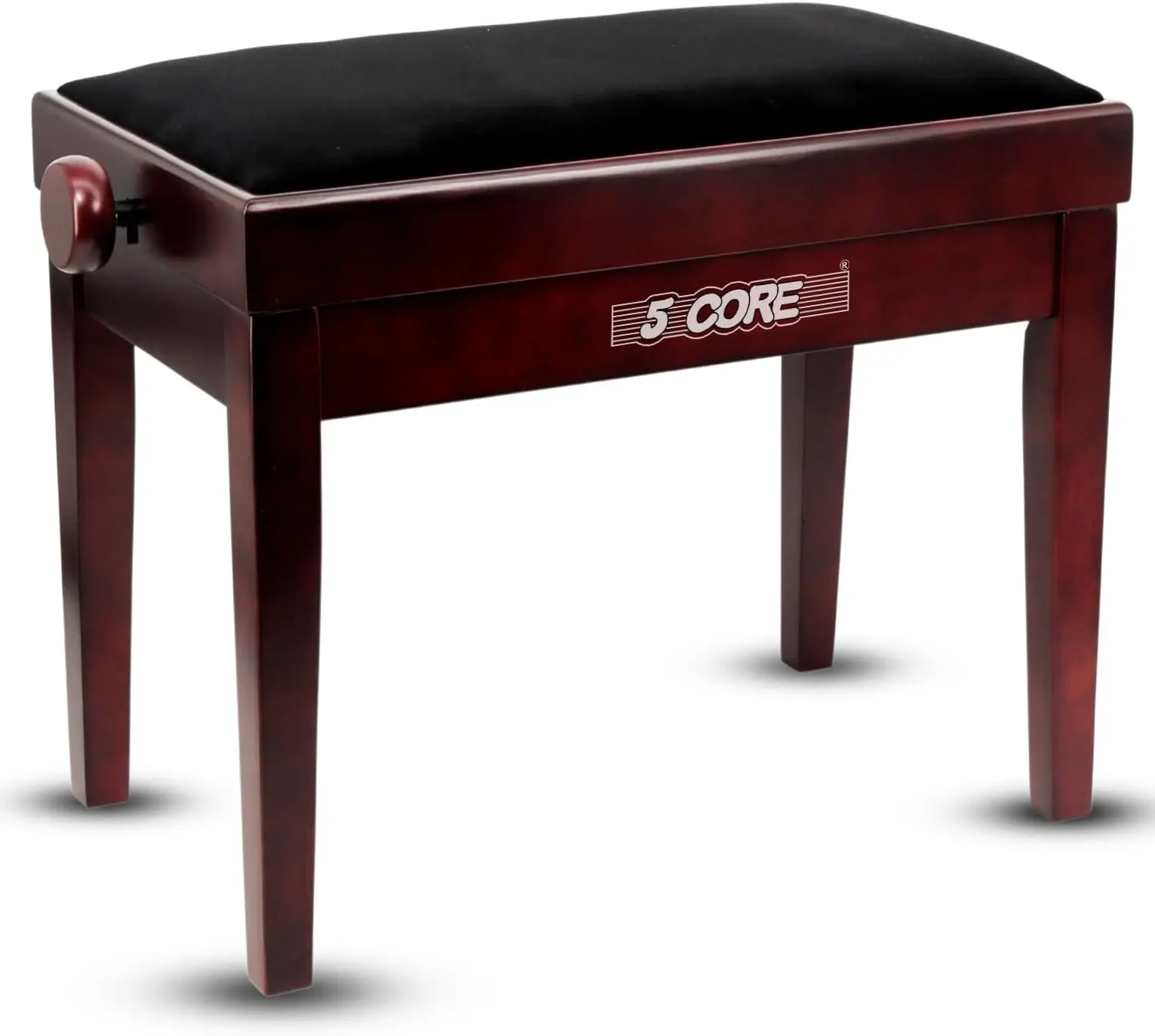5 CORE Modern Iron+Wood Adjustable Piano Bench - 3.25" Thick Padded, Solid Wood, Heavy Duty, Super Stable Keyboard Stool for Musicians - PNB 480 BR