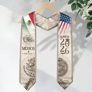Mexican Graduation Stole Mexico USA Flag Aztec Calendar American Graduation Pyramid 2026