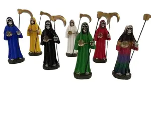 Mini Santa Muerte 7 Pcs Statue Set - Religious Decor Ornaments