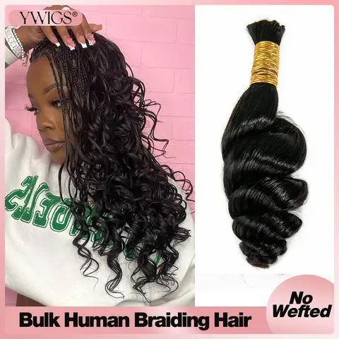 YWIGS Loose Wave Bulk Hair Extensions for Braiding No Wefted Natural Color 100g Per Bundle #TikTokShopFallDealsForYou