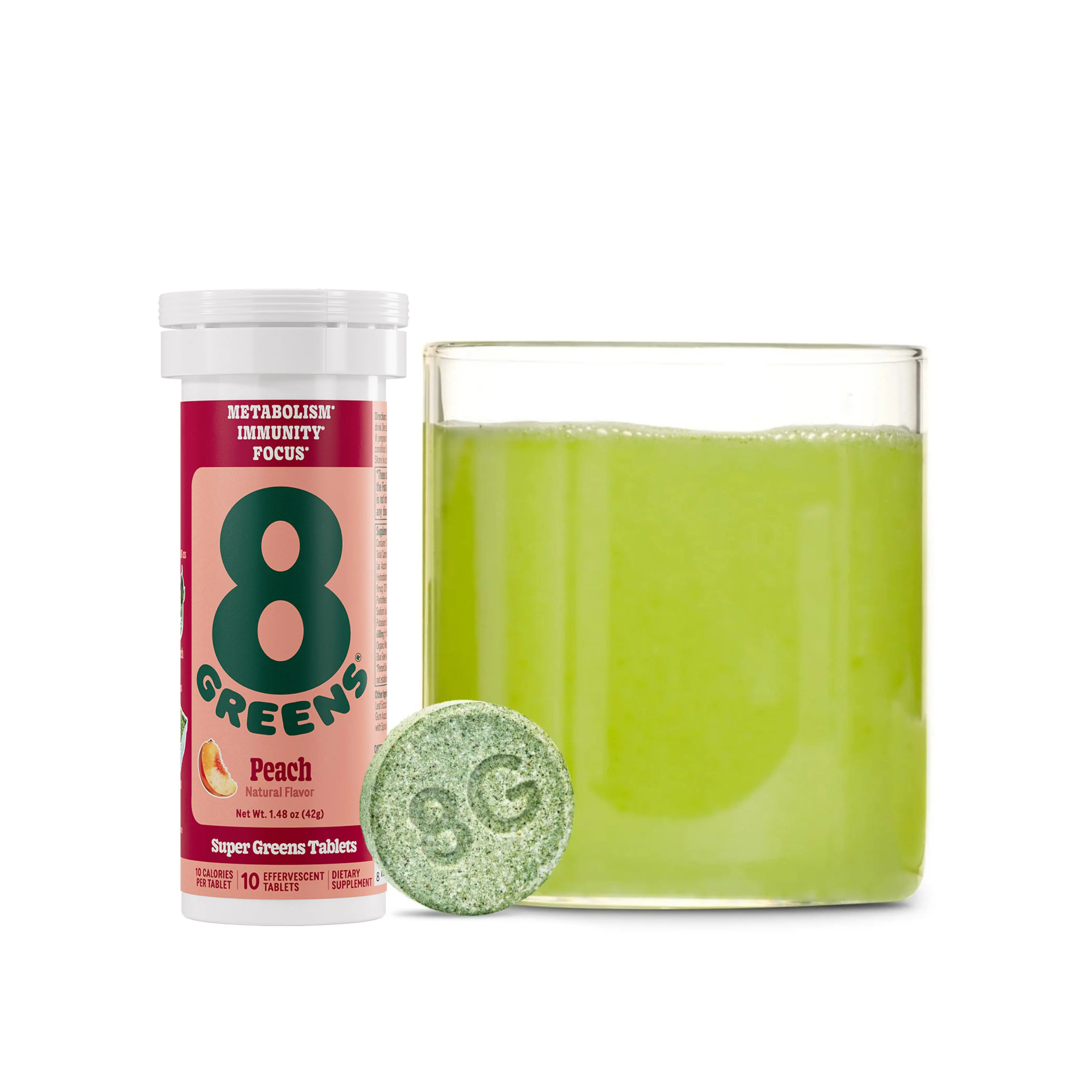Super Greens Dietary Supplement Tablets - Peach Flavor, Naturally Derived, Mineral-Infused, Tower Laboratories Formulated