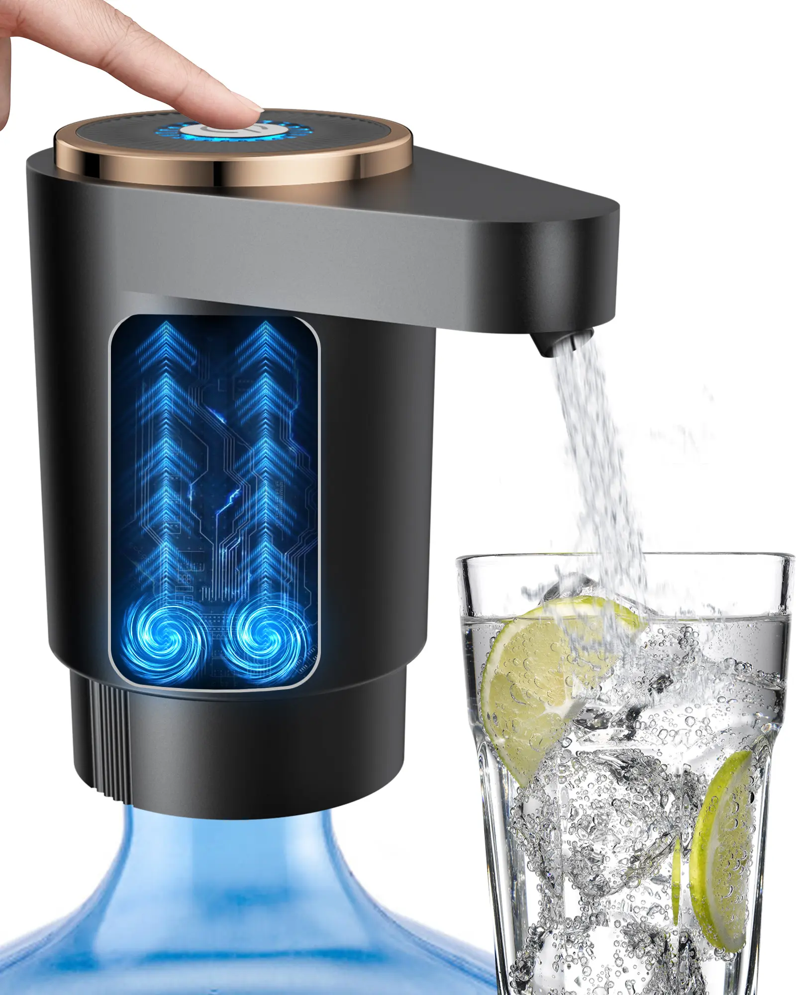 WaterPumpforHome/Office/Camping/RV–Upgraded5GalDispenser, USB-CQuickCharge, DualPowerful Motors,InstantFlow,NoInstallWaterJugPumpfor5GallonBottle–PortableElectricUSB-CChargingDispenserDualPowerfulMotorsFastFlowFits2-5GallonJugs–IdealforHomeOfficeCampingRV