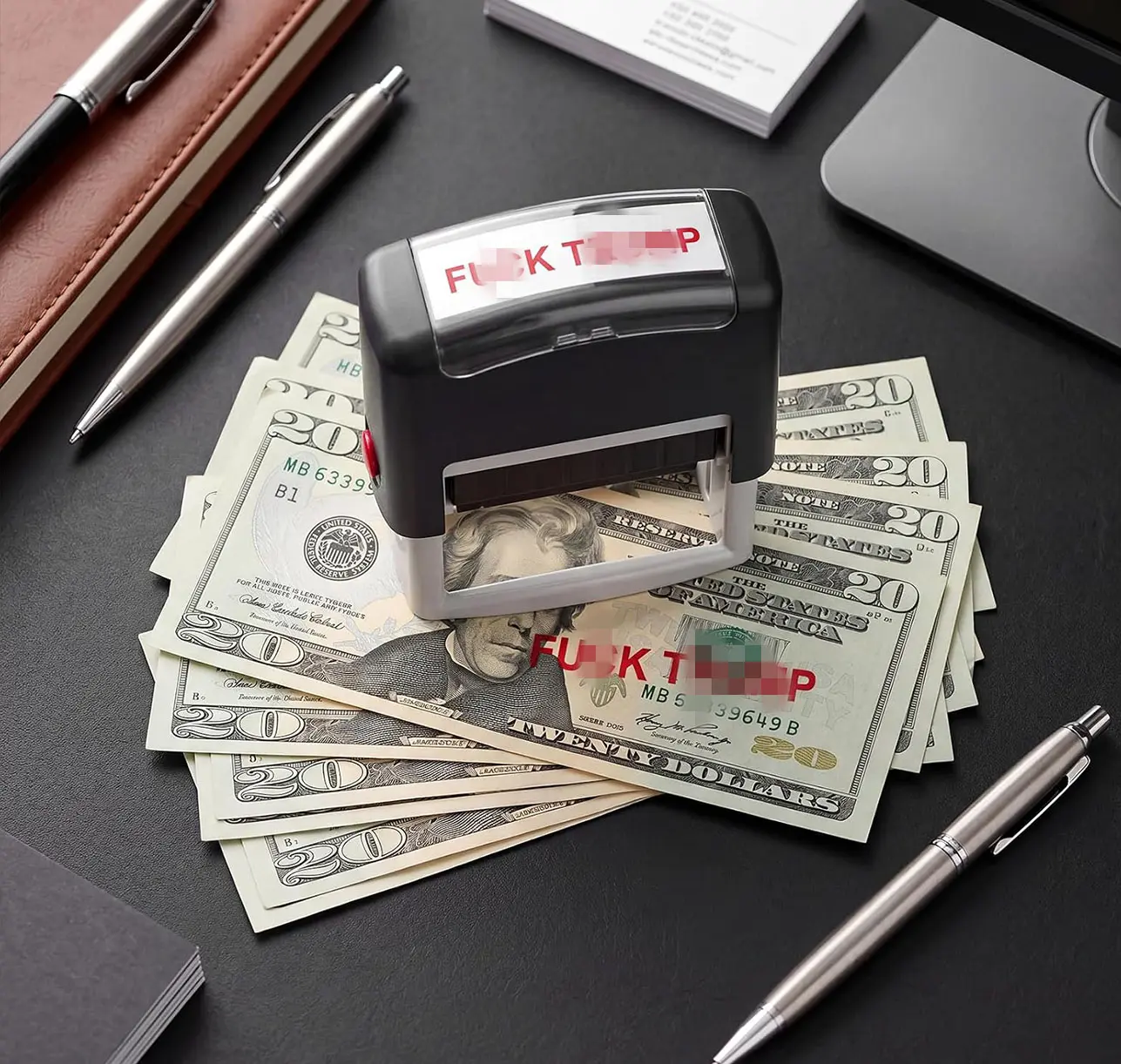 Fuck Trump Stamp - Self Inking Red Ink Stamp for Money,Funny Stamp Office Supplies, Election Party Decorations, Novelty Gift, Trump Merchandise, Funny Political Office Supply (1 Pack)