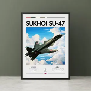 Sukhoi Su-47 Print - Aircraft Art , Experimental Aircraft, Plane Poster, Technology demonstrator, Russian Aircraft Poster Wall Art