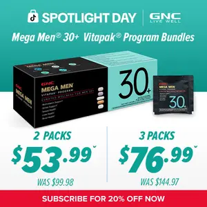 GNC 3-Pack Bundle: Mega Men's 30+ Vitapak, 90 day supply, Stress & Bone Support, 30 Count, Healthcare, overall Wellness, Dietary Supplement