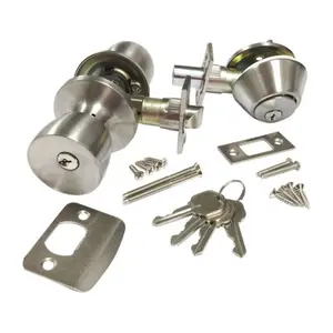 US Hardware D-084SC Brass Knob & D-Handle Deadbolt Set, Door Hardware for Home or Commercial Use, D-Handle Dead Bolts