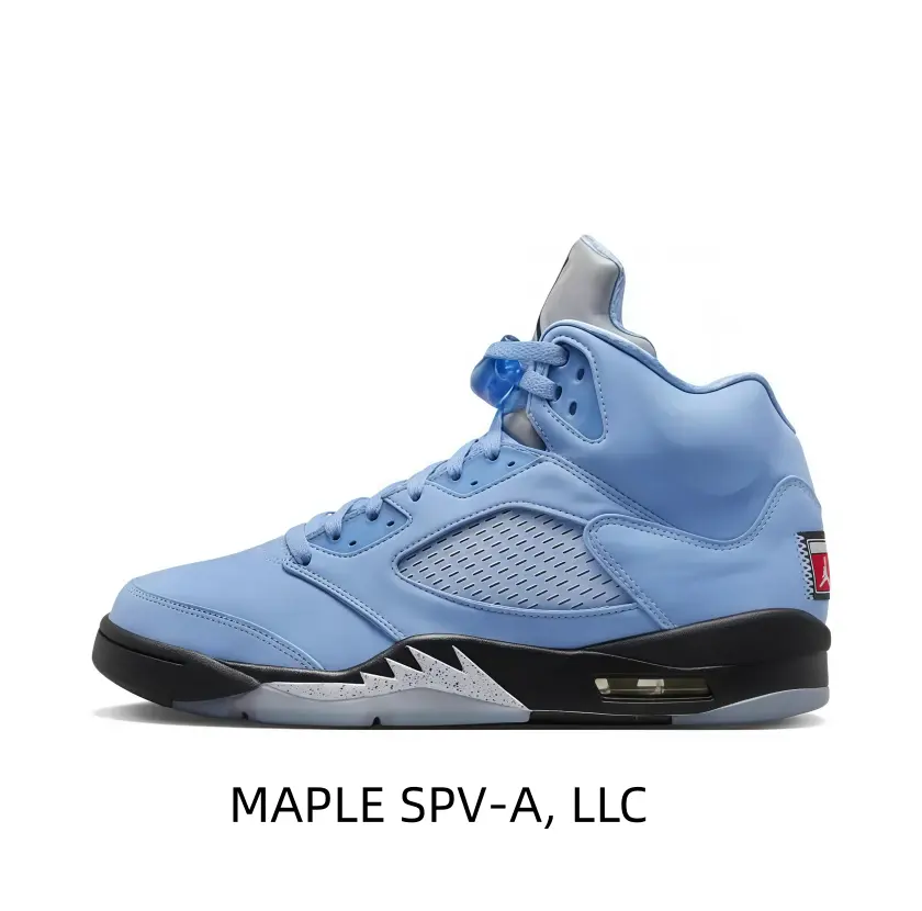 Carolina Blue AJ5 Vintage Hoops Shoes Iconic Jagged Shark Tooth Midsole Design Perforated Toe Box Padded Ankle Collar Popular Couple Matching Footwear