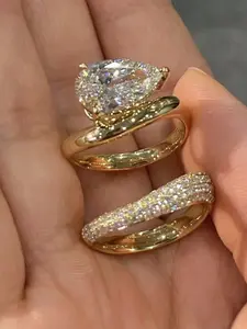 Women's Engagement Ring Set, Luxurious Elegant Alloy Zirconia Decorated Rings, Daily Wear, Wedding Anniversary Party Gift, Zirconia Decoration, Cubic Zirconia Rings