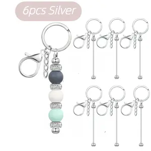 6-Pack Polished Beaded Keychains DIY Creative Decorative Charms, Beautiful Gift Tags for Phone Backpack Handbag, Holiday Gifts