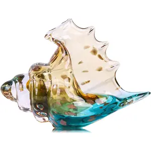 Hand Blown Conch Statue,Sea Art Figurine, Home with Sea Shells, Living Room TV Stand Above Cabinet,Bookcase,Beach Decoration,Entryway Conch Horn Figurines