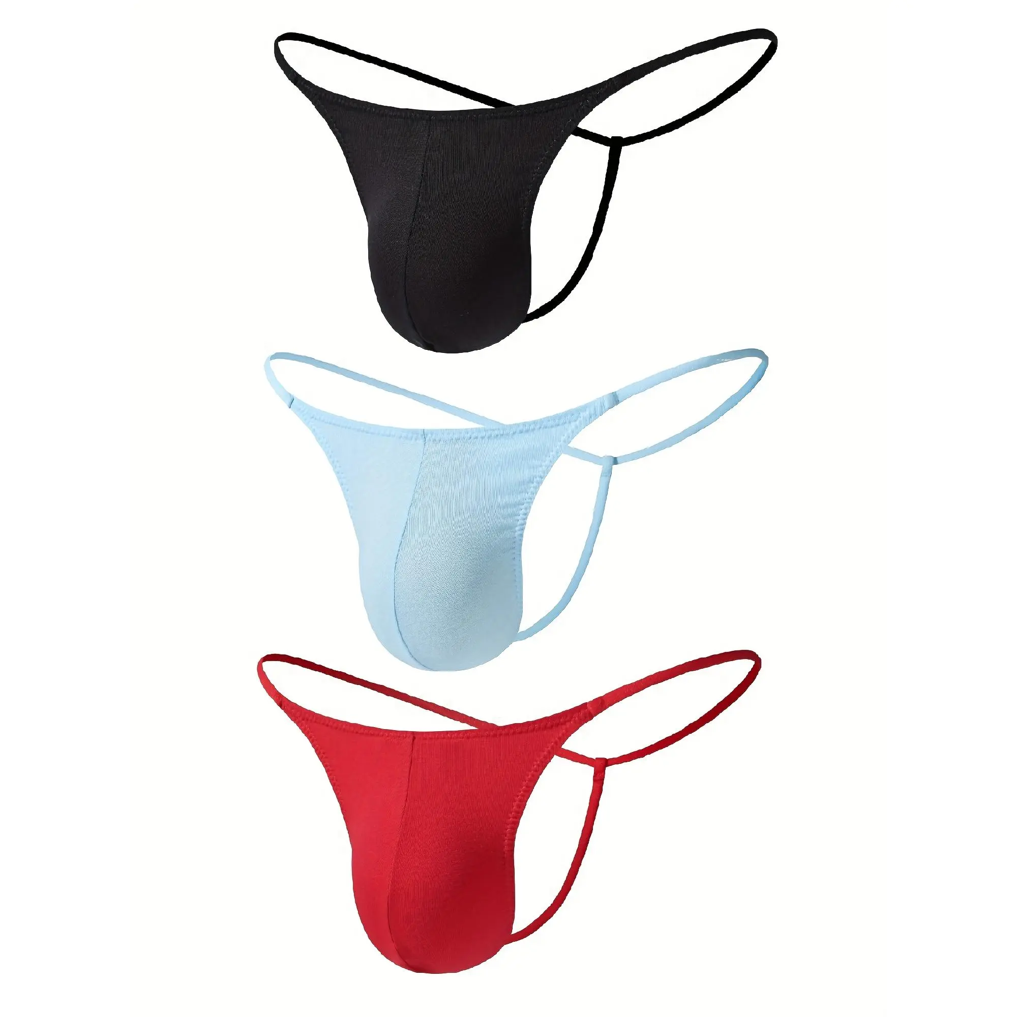 3 Pack Men's Cotton G-String Thong Ultimate Lightweight Breathable Comfort Low Rise