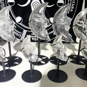 1count  Clean quartz moon high quality clear on stand Home Ornament