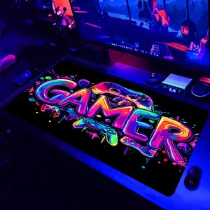 Gaming Mouse Pad, Large Gaming E-Sports Computer Thickened UV Reactive Mouse Pad, Rubber Material Non-Slip Mouse Pad, Gaming Mousepad, Made for Gaming, Gaming Room Accessories