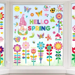 112PCS Spring Window Clings for Glass, Cute Butterfly Bird Flower Stickers Spring Window Decals for Springtime Party Home Office School Classroom Decoratio