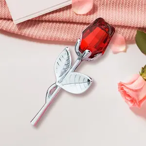 Handmade Crystal Rose Glass Flower, Romantic Rose Shape Home/Office Decoration Ornament, Unique Birthday Gifts, Mothers Day Gift, Business Gifting Option for Eternal Love Themes Wedding Souvenirs anniversary gifts for him