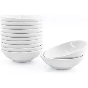 12 Pack Soy Sauce Dish Ceramic Dipping Bowls Bulk, 1.2 Oz White Dipping Sauce Bowls/Dishes, Small Dipping Sauce Cups for Sushi Ketchup Olive Oil Appetizer