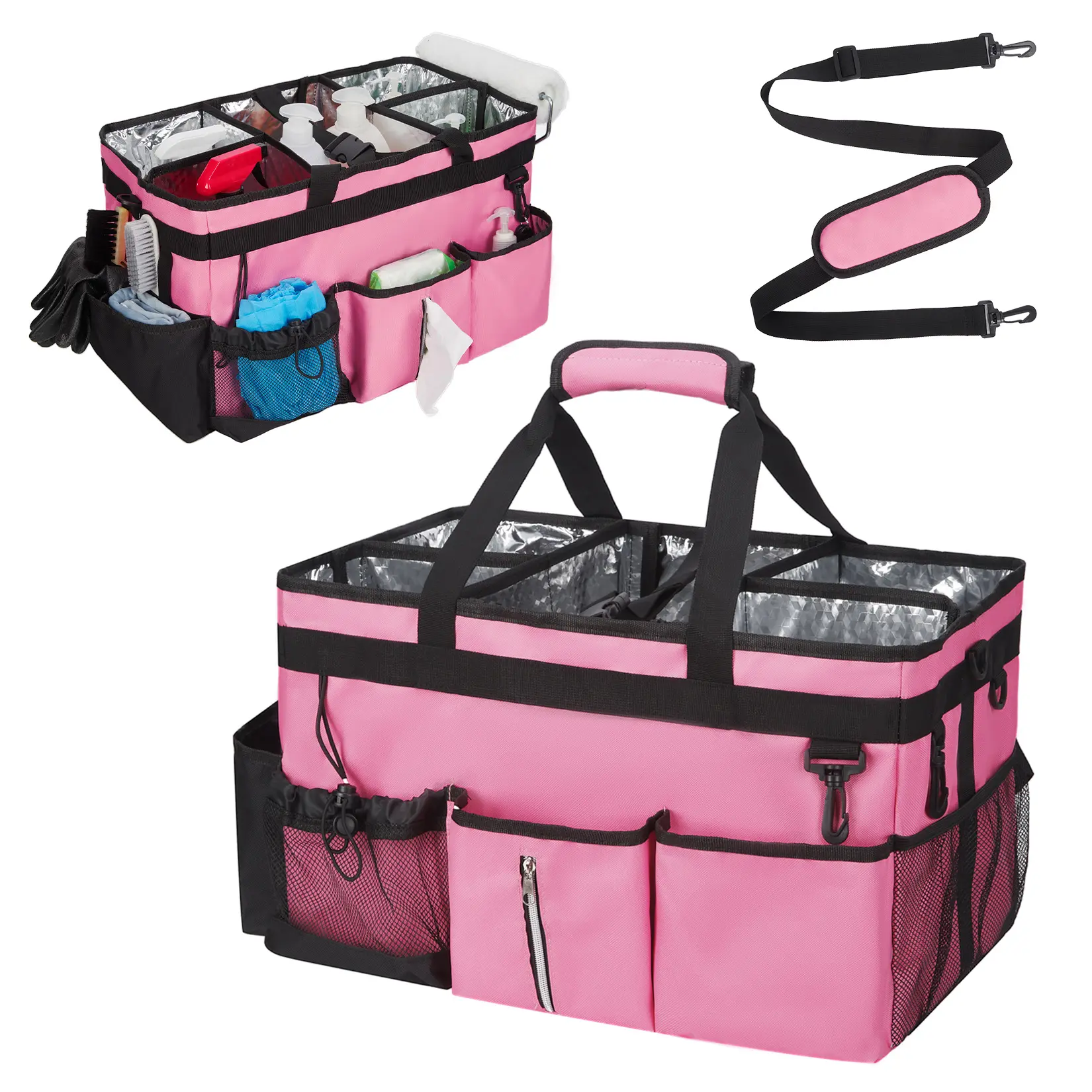 17 Inch Tool Bag for Men, Multi-Pocket Oxford Tool Tote with Padded Handle and Adjustable Shoulder Strap, Durable Tool Organizer for Electrician, Mechanic, Carpenter, Handyman, Home or Jobsite