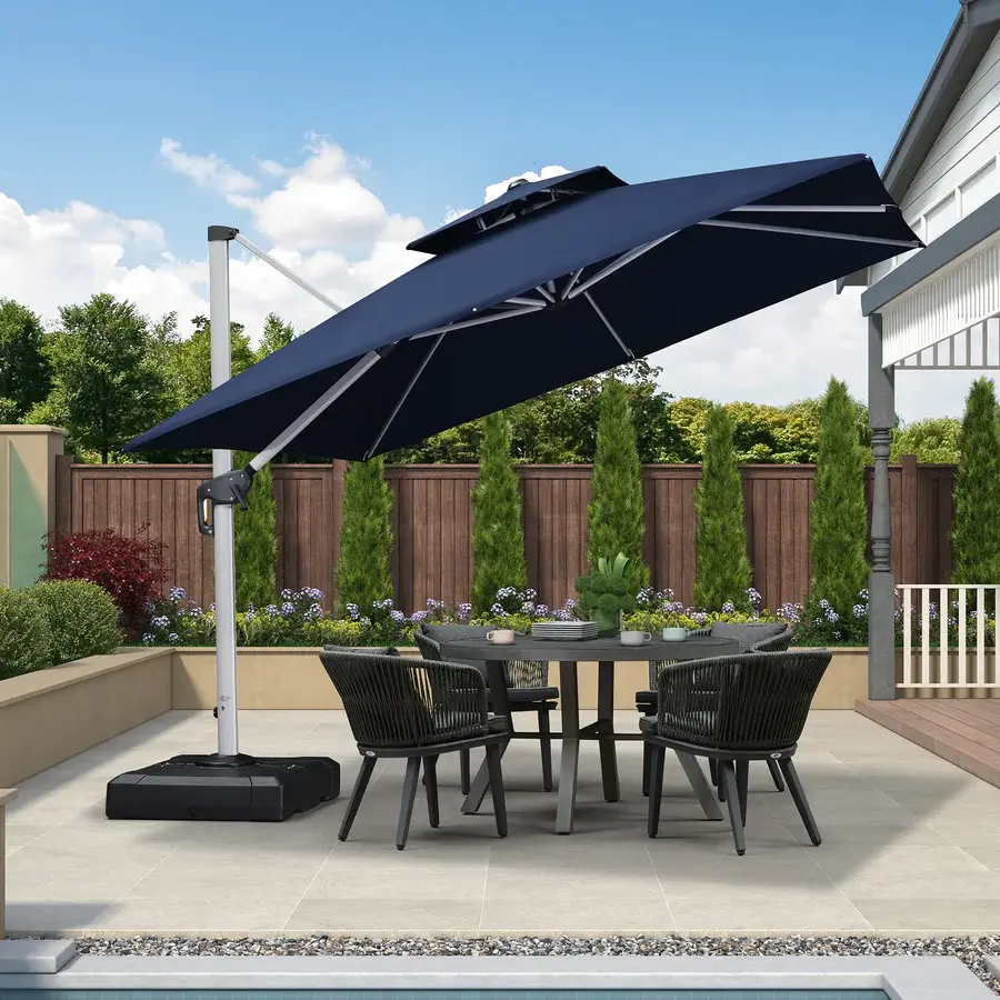 PURPLE LEAF 10x10 ft Square Patio Cantilever Umbrella for Garden, Pool, Porch
