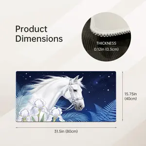 LIVEKEY Extra Large 40x80cm Gaming Mouse Pad - Mouse Pads with White Horse & Starry Night Design  Non-Slip Base  Stitched Edges  Smooth Surface for Accurate Control  Durable Desk Mat for Gaming & Work